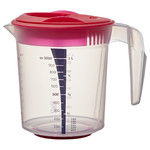 INFRIA Jug with lid and citrus squeezer, transparent/cerise, 1.0 l