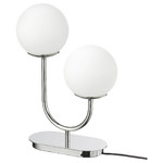 SIMRISHAMN Table lamp, chrome-plated, opal white glass, 42 cm