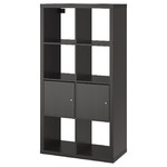 KALLAX Shelf unit with doors, black-brown, 77x147 cm