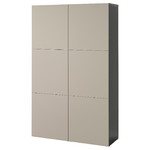 BESTÅ Storage combination with doors, black-brown/Lappviken light grey-beige, 120x42x193 cm