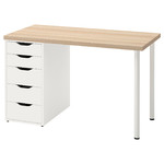 LAGKAPTEN / ALEX Desk, white stained oak effect, white, 120x60 cm