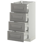 METOD/MAXIMERA  Base cab 4 frnts/4 drawers, white, Bodbyn grey, 40x37 cm