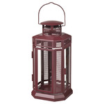 ENRUM Lantern for pillar candle, in/out, brown-red, 28 cm