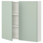 ENHET Wall cb w 2 shlvs/doors, white/pale grey-green, 80x17x75 cm