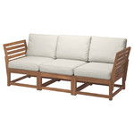 NÄMMARÖ 3-seat modular sofa, outdoor, armrests light brown stained/Frösön/Duvholmen beige