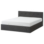 BJORBEKK Bed with storage, grey, 140x200 cm