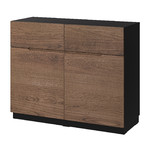 KLACKENÄS Sideboard, black/oak veneer brown stained, 120x97 cm