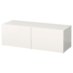 BESTÅ Shelf unit with doors, white, Selsviken high-gloss/white, 120x40x38 cm