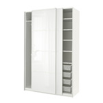 PAX / FÄRVIK Wardrobe combination, white/white glass, 150x66x236 cm