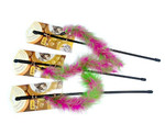 Dingo Cat Toy Fishing Rod, pink-green feathers