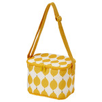 NÄBBFISK Cooling bag, patterned white/bright yellow, 26x19x19 cm