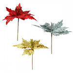 Christmas Decoration Artificial Flower Glitter Poinsettia, 1pc, assorted colours