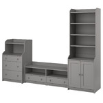 HAUGA TV/storage combination, grey, 277x46x199 cm