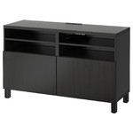 BESTÅ TV bench with doors, Lappviken black-brown, Lappviken/Stubbarp black-brown, 120x42x74 cm