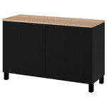 BESTÅ Storage combination with doors, black-brown, Lappviken/Stubbarp black-brown, 120x42x76 cm