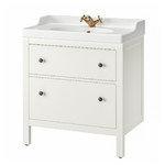 HEMNES / RÄTTVIKEN Wash-stand with 2 drawers, white, Runskär tap, 82x49x93 cm