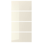 HOKKSUND 4 panels for sliding door frame, high-gloss light beige light beige, 100x201 cm