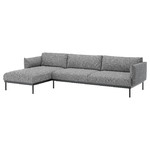 ÄPPLARYD 4-seat sofa with chaise longue, Lejde grey/black