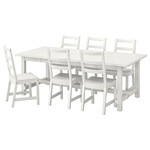 NORDVIKEN / NORDVIKEN Table and 6 chairs, white, white, 210/289x105 cm