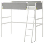 VITVAL Loft bed frame, white, light grey, 90x200 cm