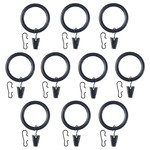 SYRLIG Curtain ring with clip and hook, black, 38 mm