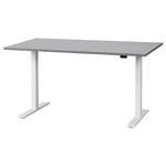 RODULF Desk, adjustable height, grey, white, 140x80 cm