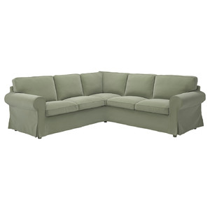 EKTORP Corner sofa, 4-seat, Hakebo grey-green