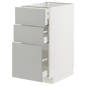 METOD / MAXIMERA Base cabinet with 3 drawers, white/Havstorp light grey, 40x60 cm