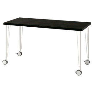 LAGKAPTEN / KRILLE Desk, black-brown/white, 140x60 cm