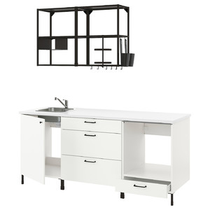 ENHET Kitchen, anthracite/white, 203x63.5x222 cm