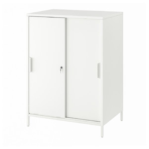 TROTTEN Cabinet with sliding doors, white, 80x110 cm