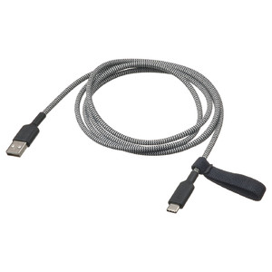 LILLHULT USB-A to USB-C, black/white, 1.5 m