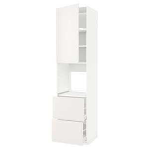 METOD / MAXIMERA High cabinet f oven+door/2 drawers, white/Veddinge white, 60x60x240 cm