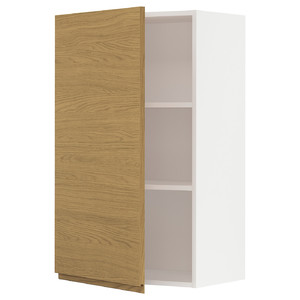 METOD Wall cabinet with shelves, white/Voxtorp oak effect, 60x100 cm