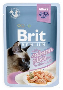Brit Premium Cat Sterilised Fillets with Salmon in Gravy 85g