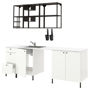 ENHET Kitchen, anthracite, white, 243x63.5x222 cm