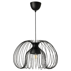 KALLFRONT / TRÅDFRI Pendant lamp with light bulb, black/smart warm white