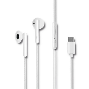 Qoltec In-ear Headphones with Microphone USB-C, white