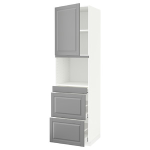 METOD / MAXIMERA Hi cab f micro combi w door/3 drwrs, white/Bodbyn grey, 60x60x220 cm