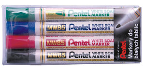 Pentel Everyday Drywipe Whiteboard Marker Bullet Point MW85-4W 4pcs