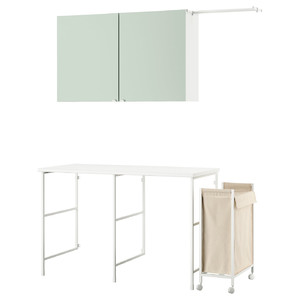 ENHET Storage combination, white/pale grey-green, 139x63.5 cm