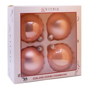 Christmas Glass Bauble Set 100mm 4-pack, pink