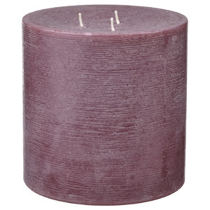 GRÄNSSKOG Unscented pillar candle, 3 wick, brown-red, 14 cm