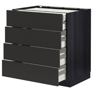 METOD / MAXIMERA Base cb 4 frnts/2 low/3 md drwrs, black/Nickebo matt anthracite, 80x60 cm