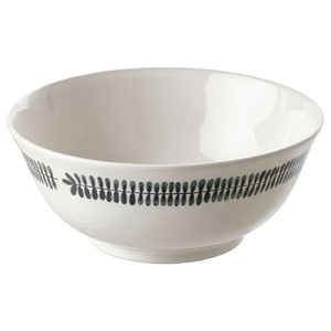 FRIKOSTIG Bowl, white/patterned, 20 cm