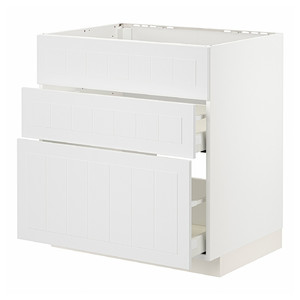 METOD / MAXIMERA Base cab f sink+3 fronts/2 drawers, white/Stensund white, 80x60 cm