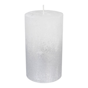 Rustic Candle 12cm, white/silver