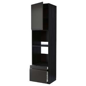 METOD / MAXIMERA Hi cab f ov/combi ov w dr/2 drwrs, black/Upplöv matt anthracite, 60x60x240 cm