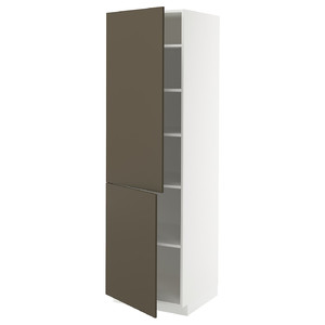 METOD High cabinet with shelves/2 doors, white/Havstorp brown-beige, 60x60x200 cm