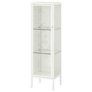 BAGGEBO Cabinet with glass doors, metal, white, 34x30x116 cm